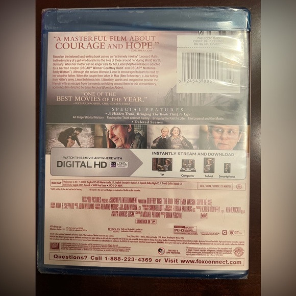 Blu Ray Digital HD DVD movie The Book Thief factory sealed - Picture 2 of 3